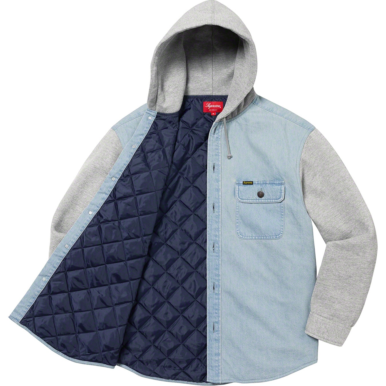 Fleece Hooded Denim Shirt view 13